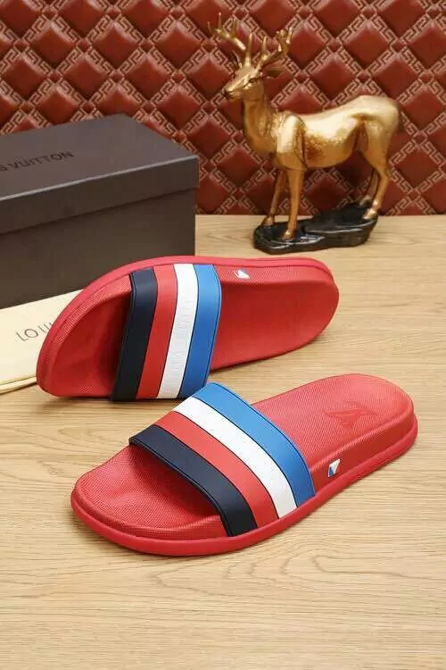 louis vuitton slippers cheap stripe red